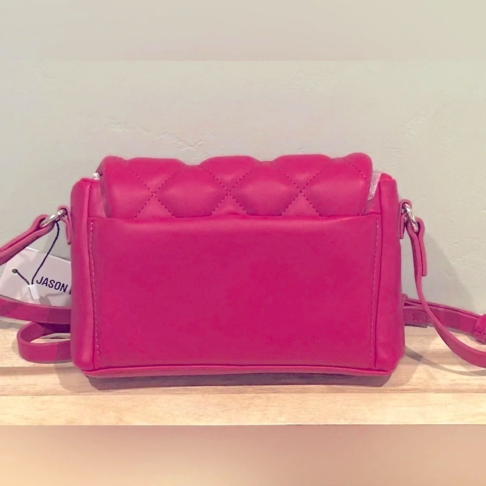 JASON WU Fuscia Aria Quilted Flap Over Vegan Leather Crossbody NWTS - Picture 6 of 8